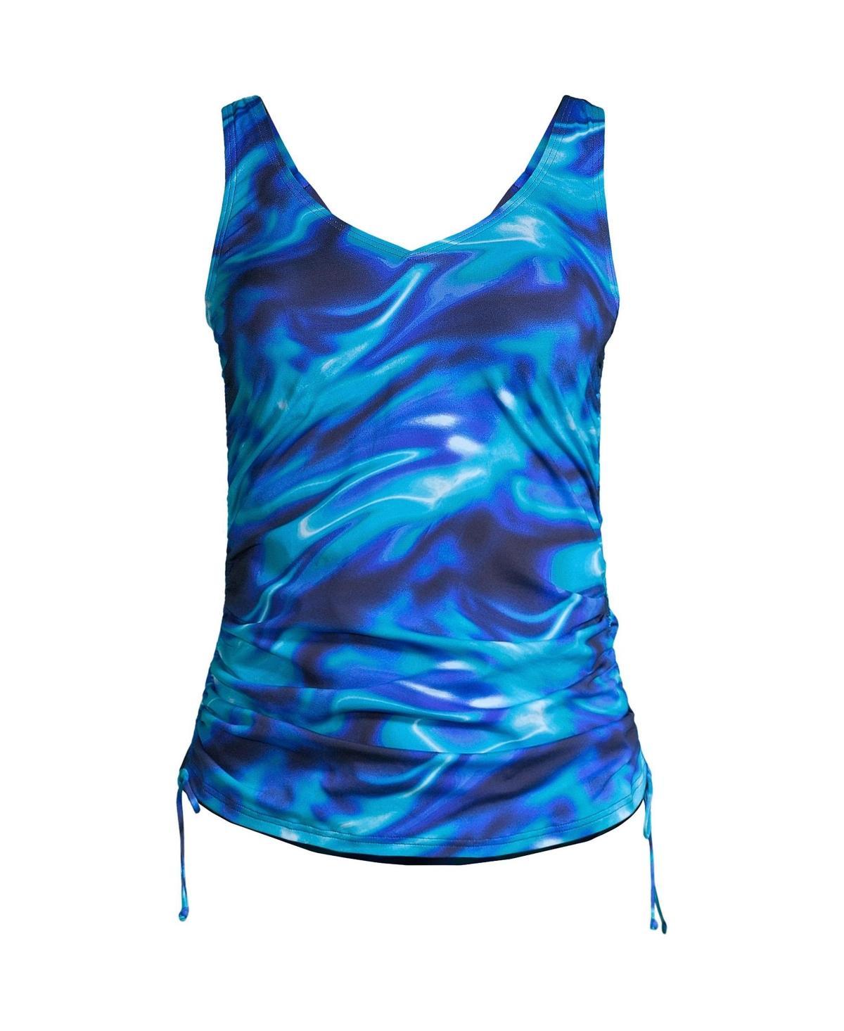 Womens Lands End Ruched UPF 50 Underwire DD-Cup Tankini Swim Top Deep Blue Product Image