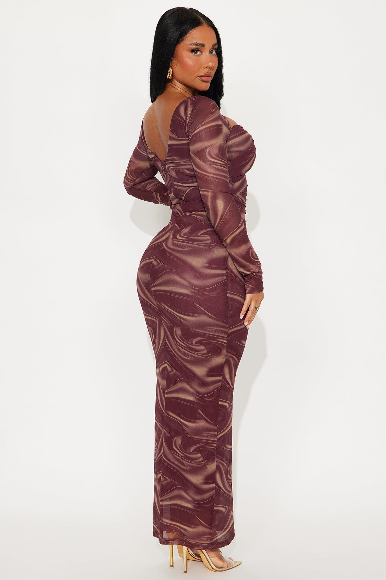 After Dark Cut Out Maxi Dress - Burgundy Product Image