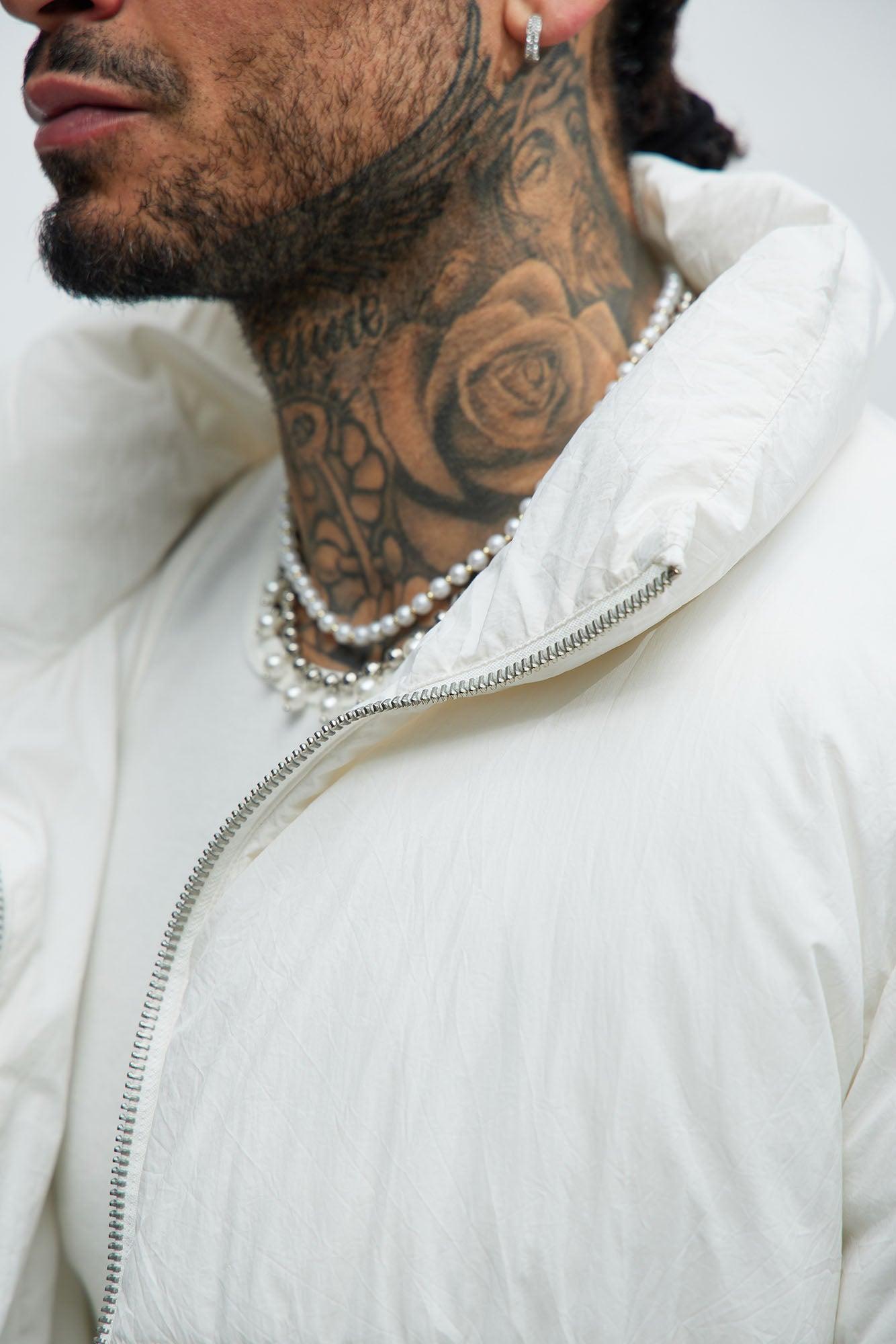 Palermo Crinkled Nylon Cropped Puffer - White Product Image