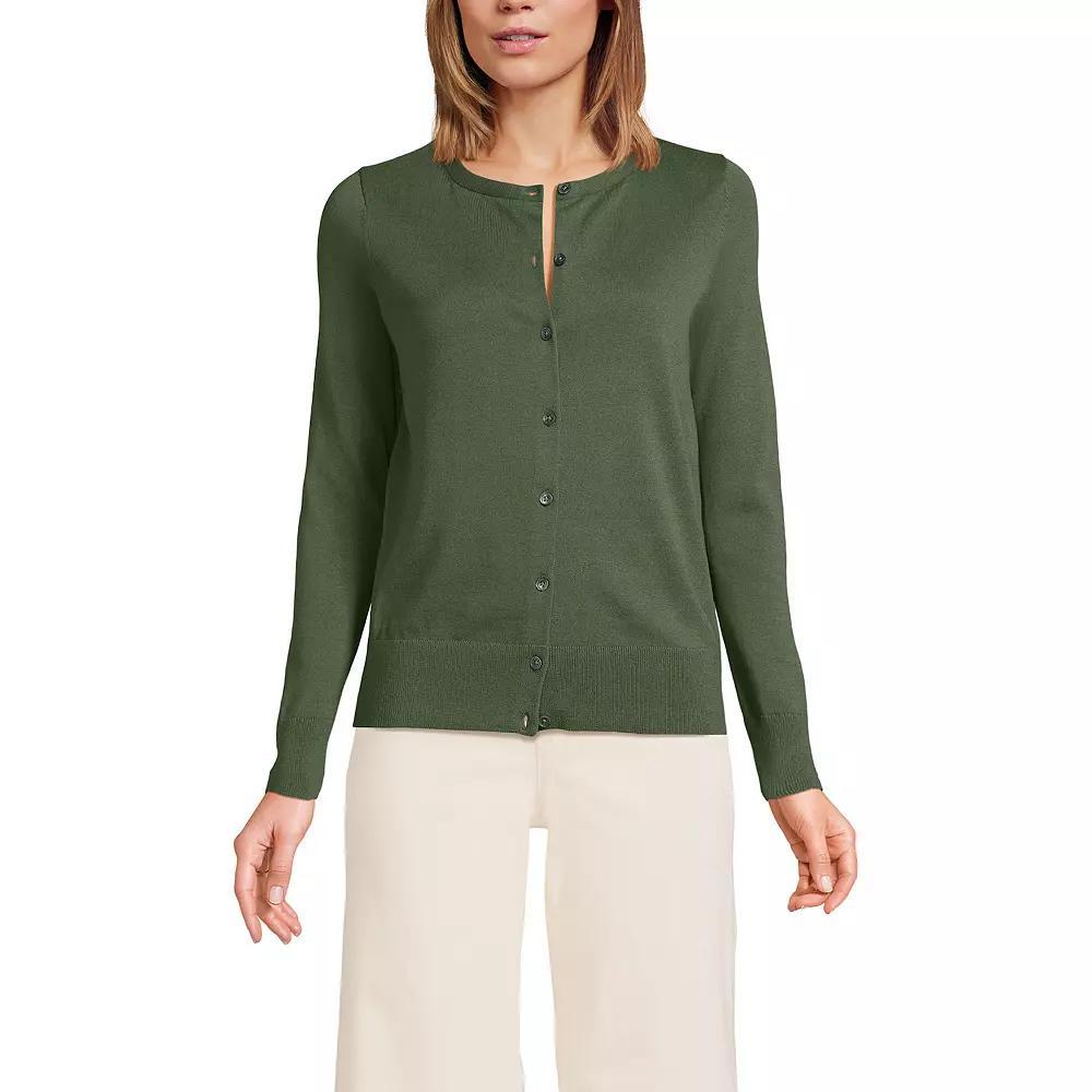 Petite Lands' End Fine Gauge Cotton Cardigan Sweater, Women's, Size: Large Petite, Deep  Blue Product Image