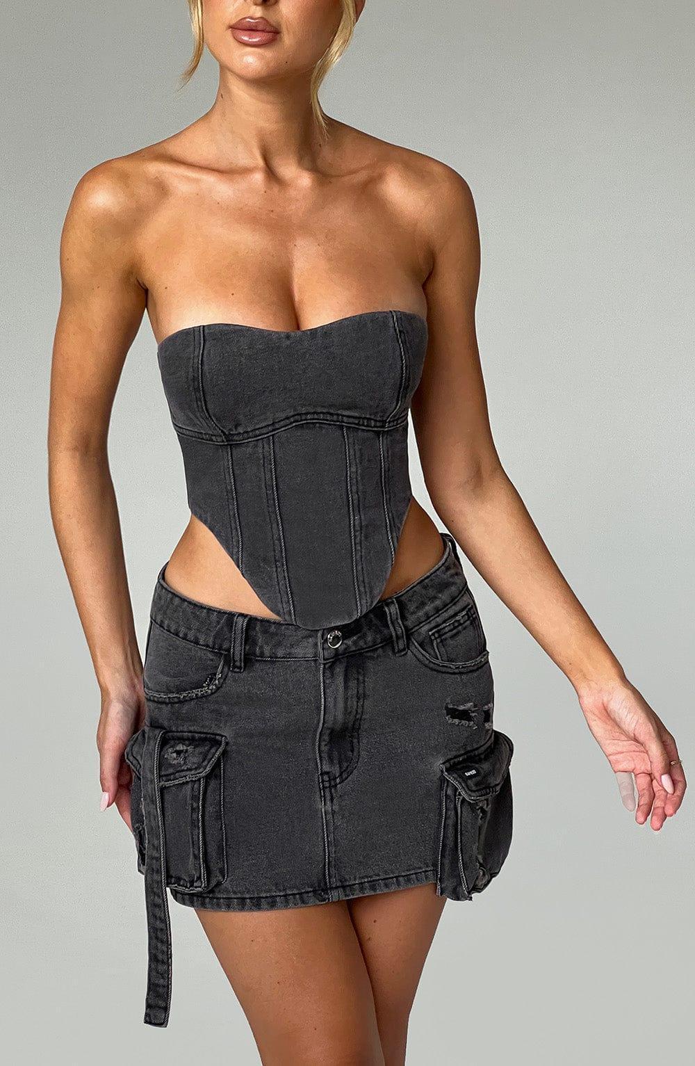 Billie Mini Skirt - Black Wash Product Image