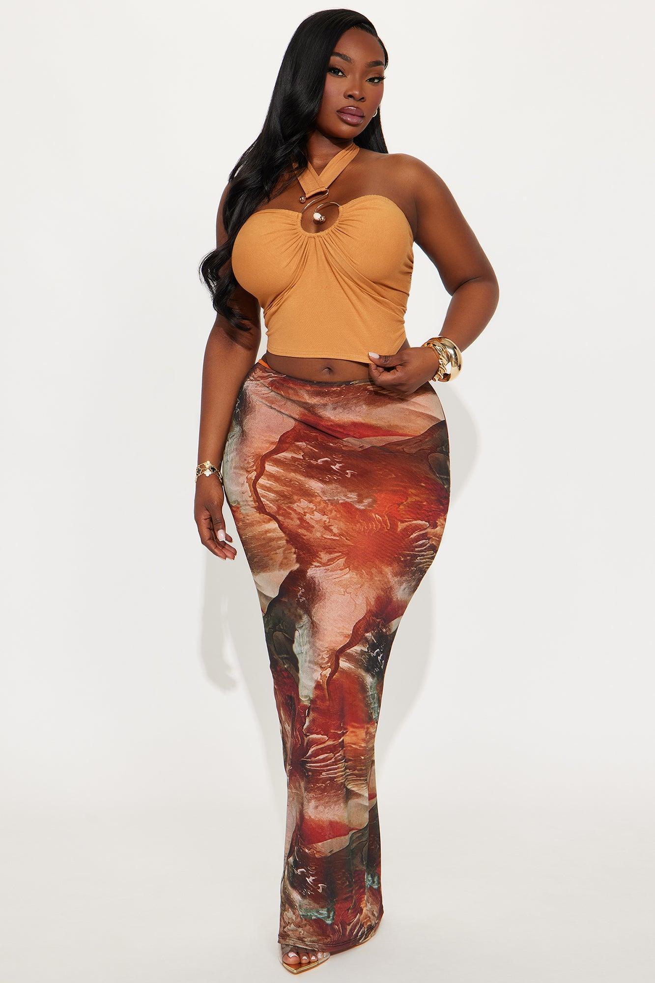 Fay Ruched Halter Top - Camel Product Image
