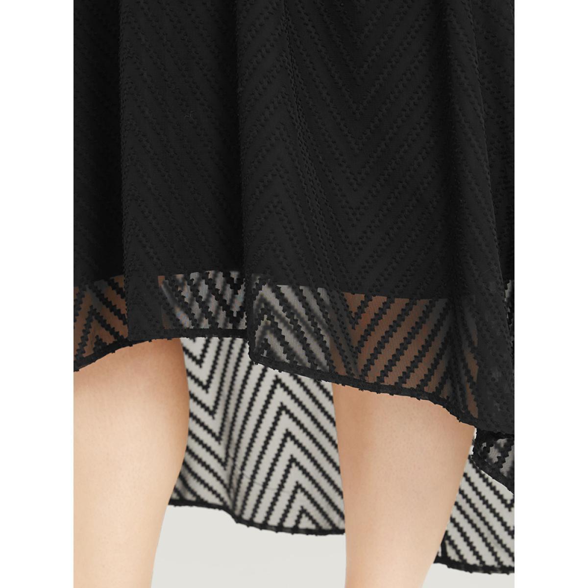 Plus Size Solid Pocket Wrap High Low Hem Tank Dress Black Women Glamour Plain V-neck Sleeveless Curvy Midi Dress BloomChic 28/5X Product Image