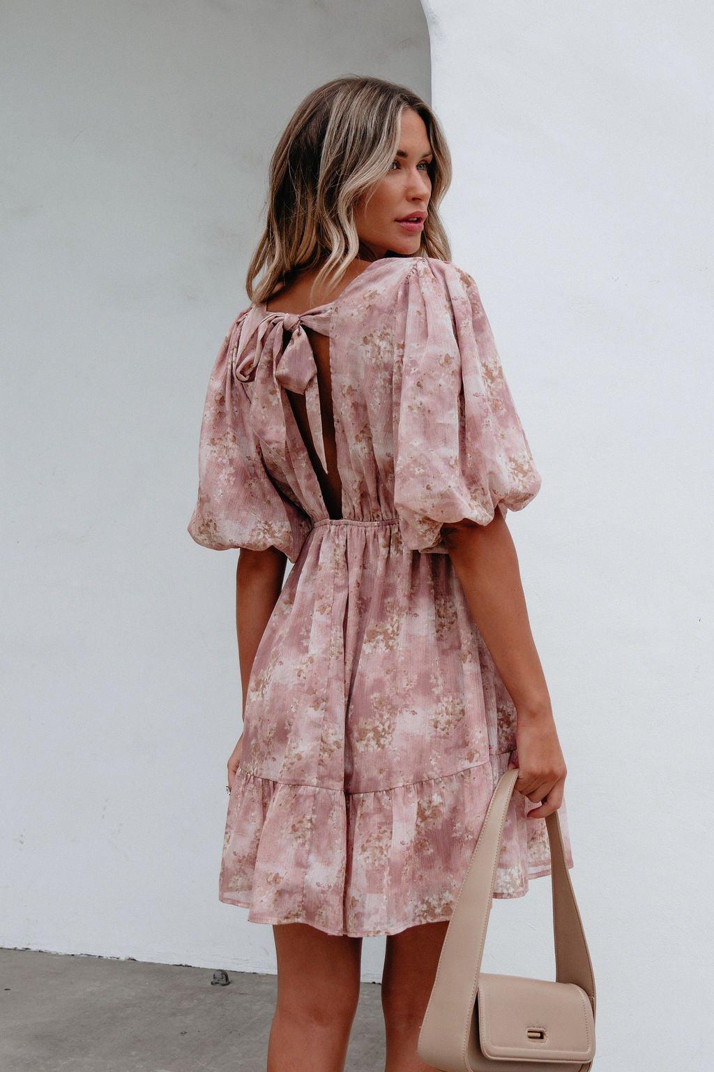 Blush Floral Print Mini Dress - FINAL SALE Product Image