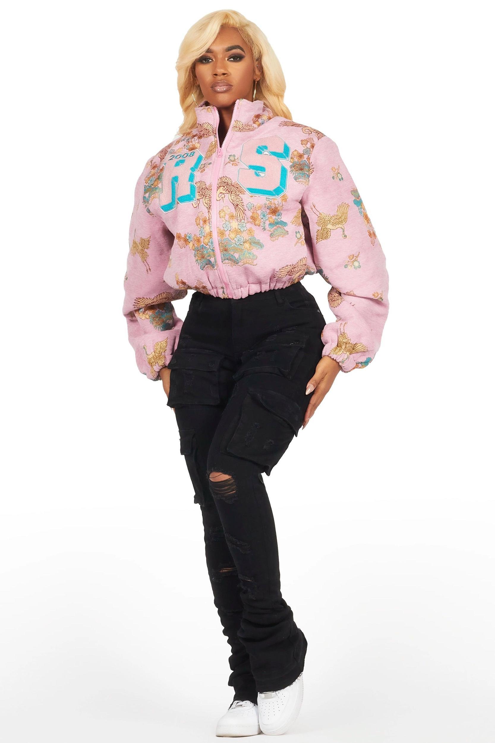 Vatasha Pink Tapestry Puffer Jacket Female Product Image