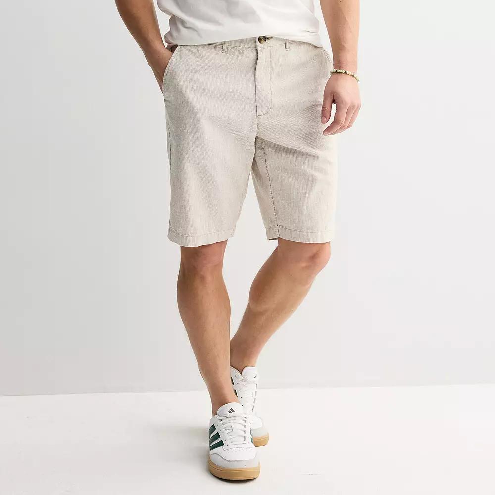 Men's Sonoma Goods For Life® 11" Flexwear Flat Front Shorts, Size: 30 11 IN, Beige Stripe Product Image
