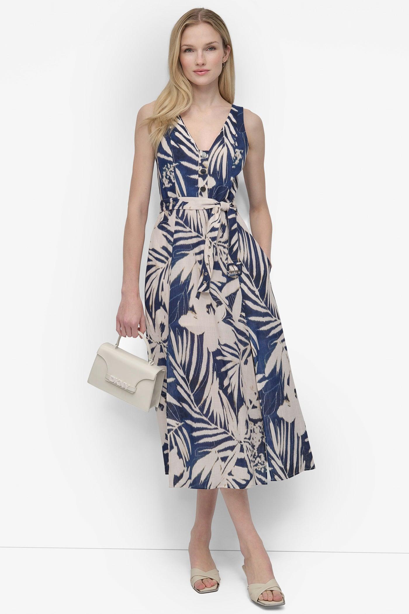 BELTED FLORAL MIDI DRESS Product Image