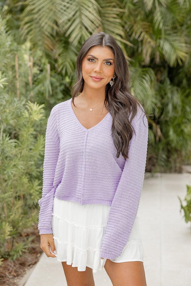 Must Be Fate Lavender V-Neck Sweater SALE Product Image