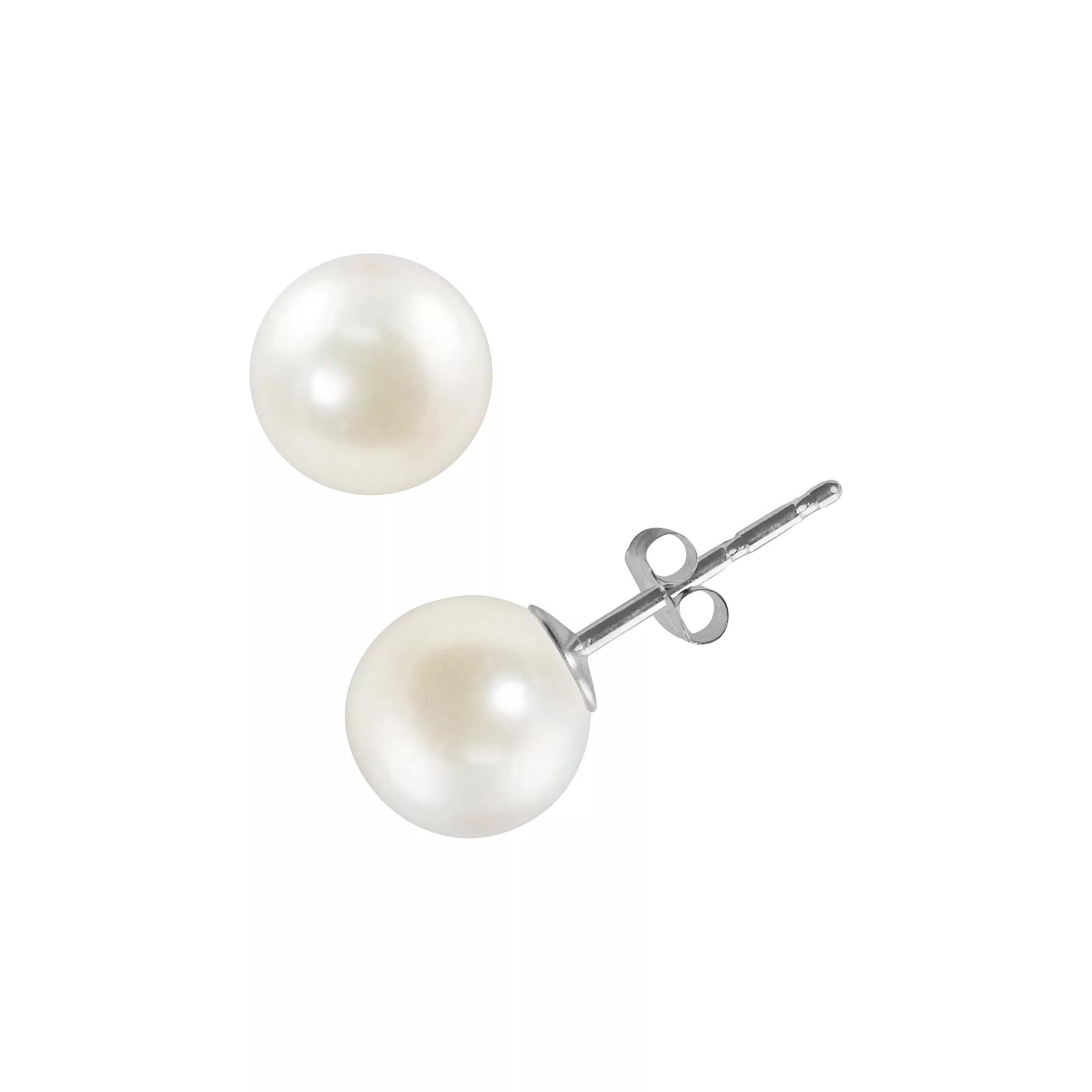14k White Gold Akoya Cultured Pearl Stud Earrings, Womens Product Image