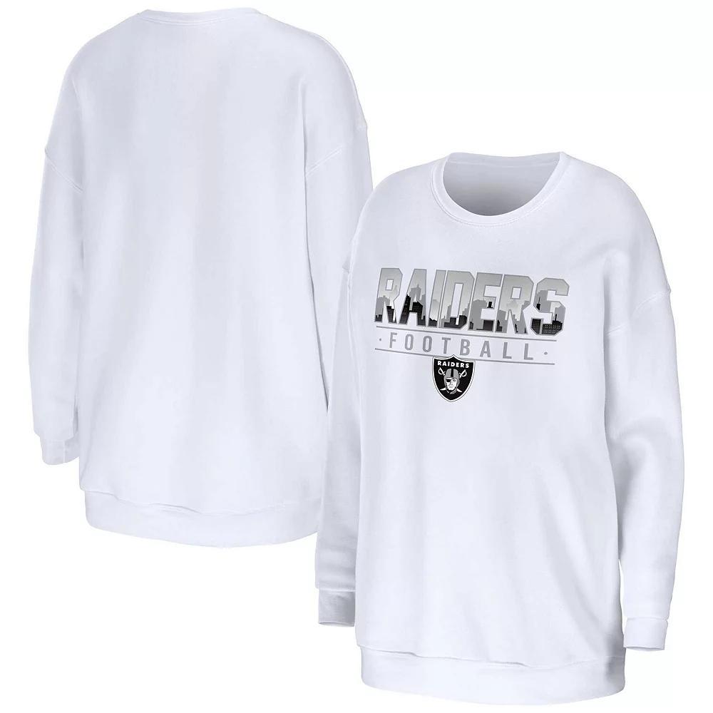 Women's WEAR by Erin Andrews White Las Vegas Raiders Domestic Pullover Sweatshirt, Size: Small, Lvr White Product Image