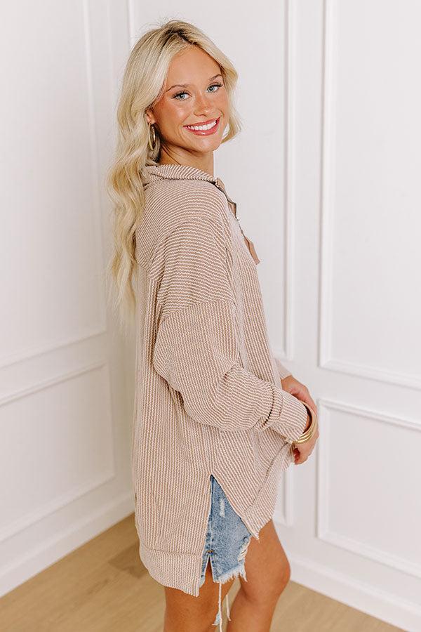 Bonfire Ready Ribbed Sweatshirt in Warm Taupe Product Image