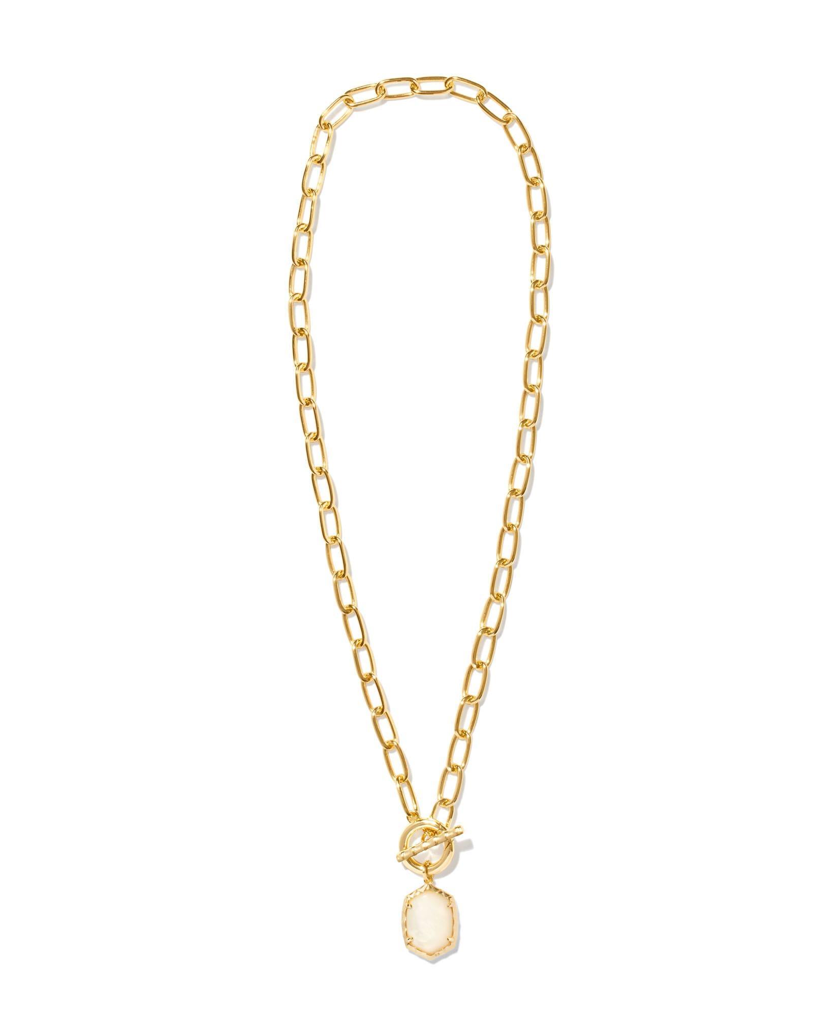 Daphne Convertible Gold Link and Chain Necklace in Ivory Mother-of-Pearl Product Image