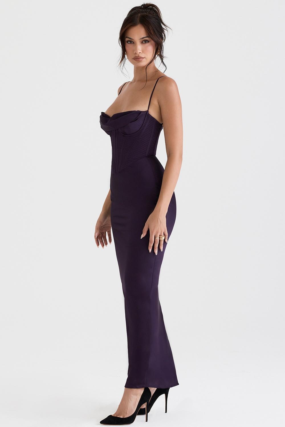 Charmaine Chocolate Corset Maxi Dress Product Image