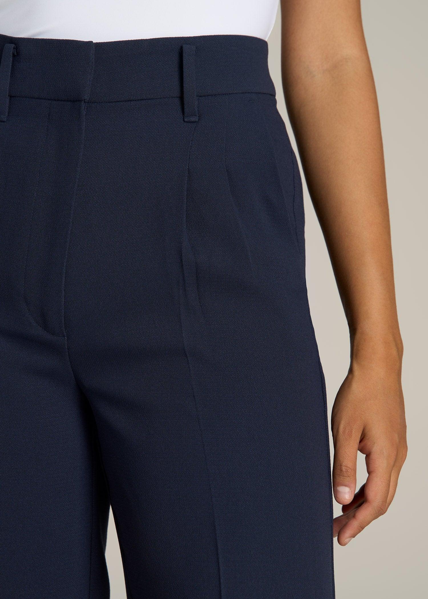 Pleated WIDE Leg Dress Pants for Tall Women in Navy Product Image