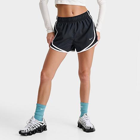 Nike Womens Tempo Dri-FIT Mid-Rise Brief-Lined Running Shorts in Black/White Product Image