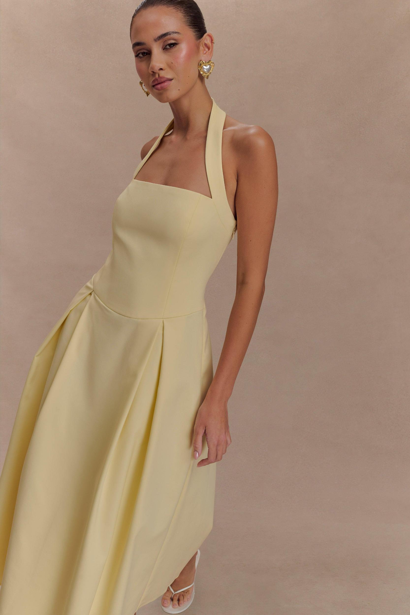 Juana Halter Midi Dress - Lemon Product Image
