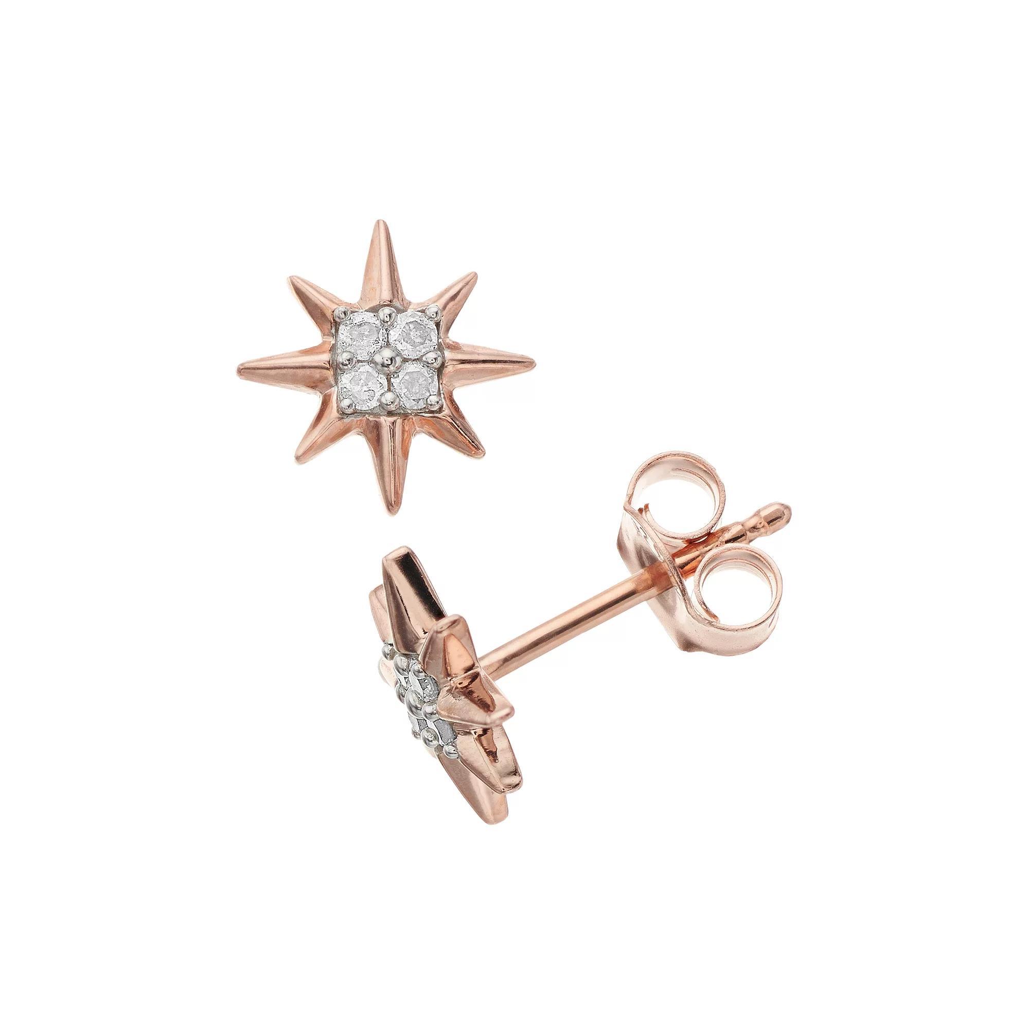 Sterling Silver 1/10 Carat T.W. Diamond Earrings, Women's, Pink Tone Product Image