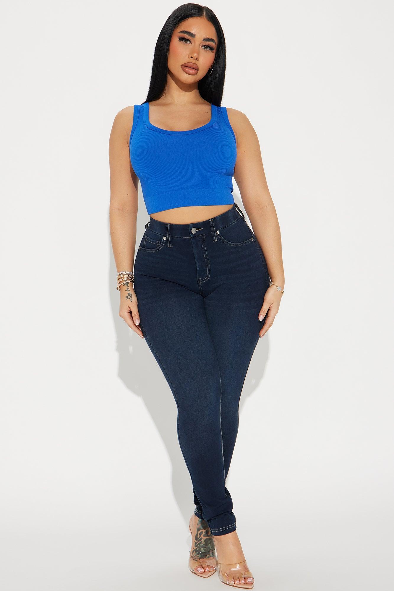 Celeste Ribbed Seamless Tank - CobaltBlue Product Image