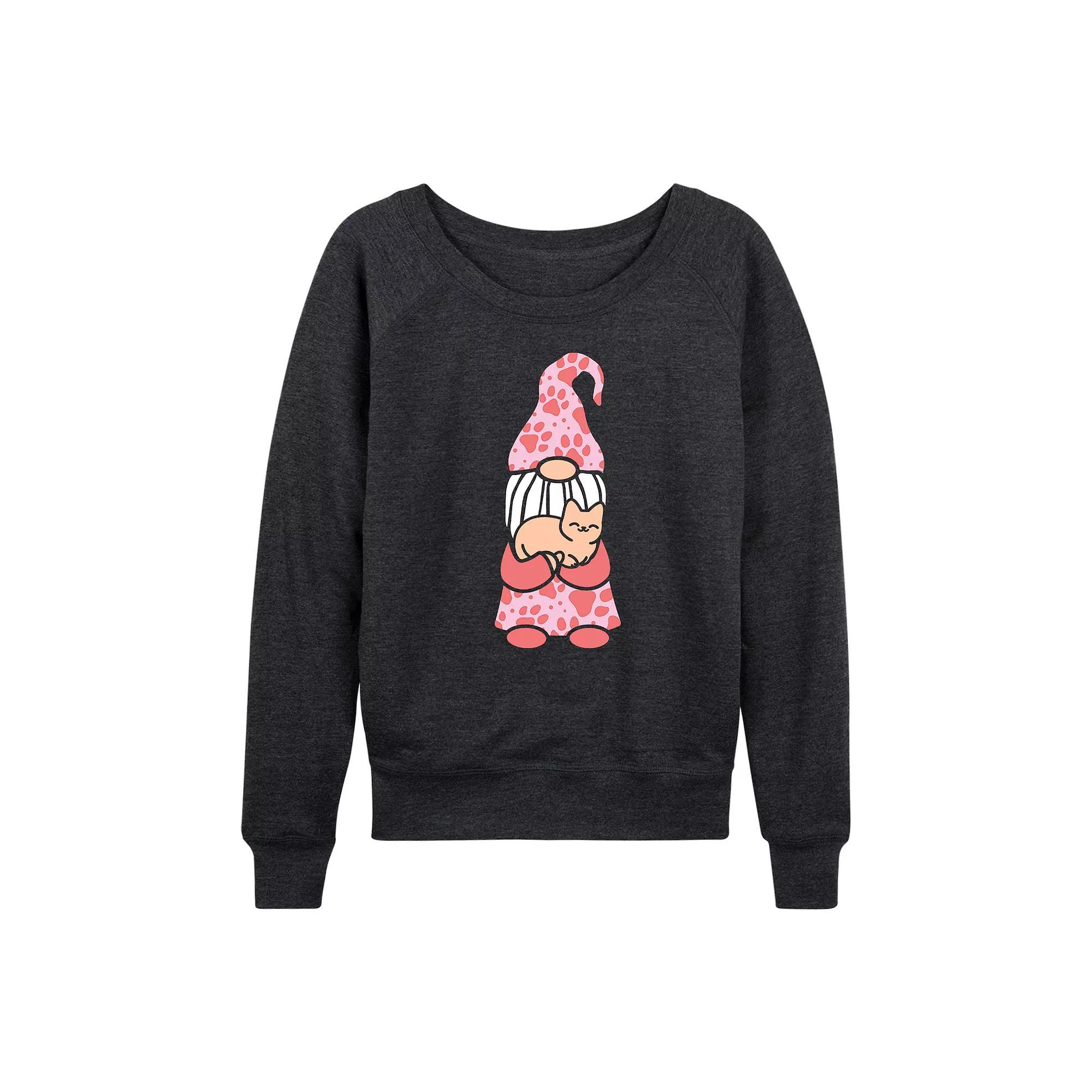 Women's Cat Gnome French Terry Long Sleeve Tee, Size: XXL, Heather Grey Product Image