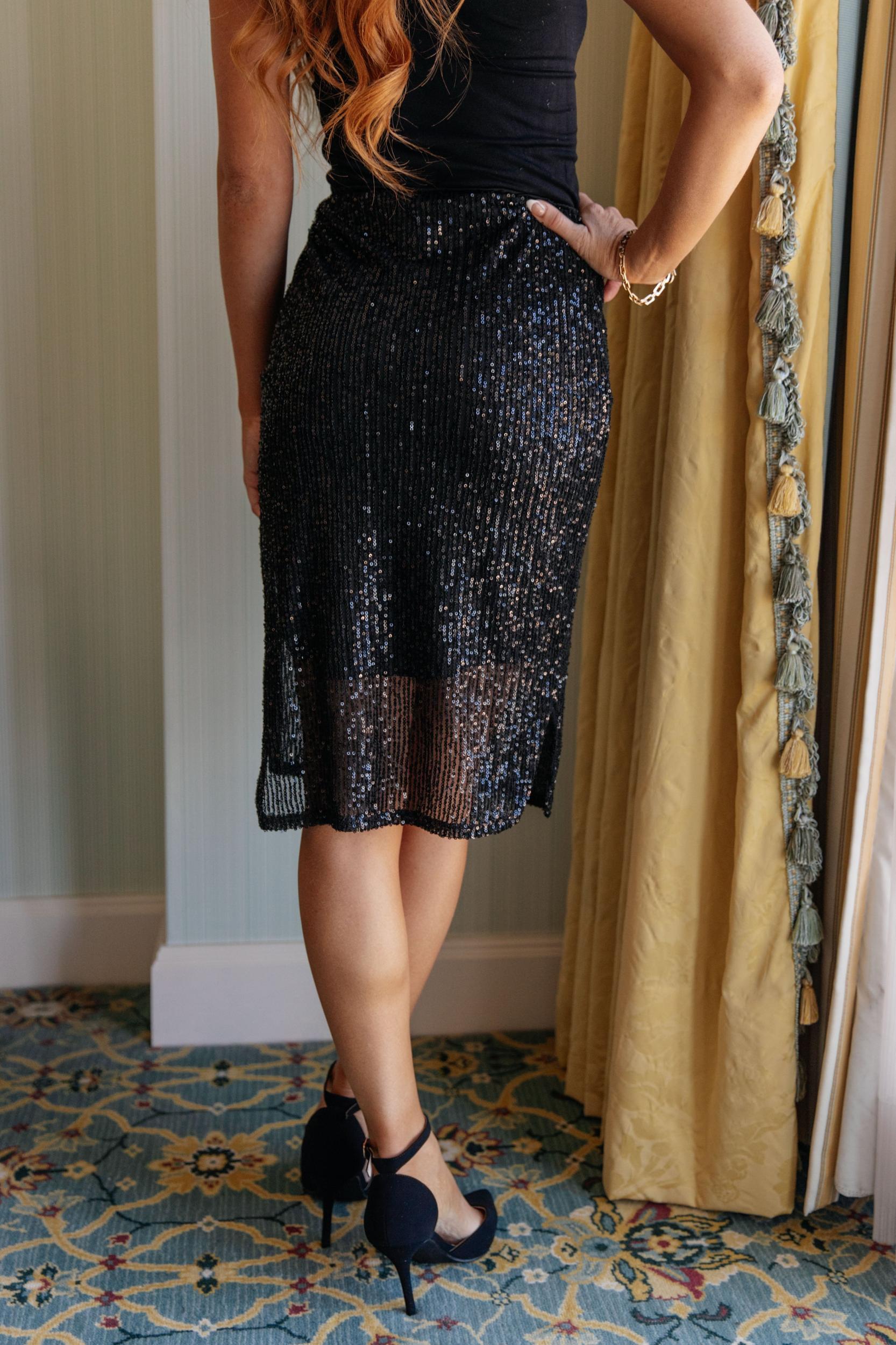Gilded Age Sequin Skirt in Black (Online Exclusive) Product Image