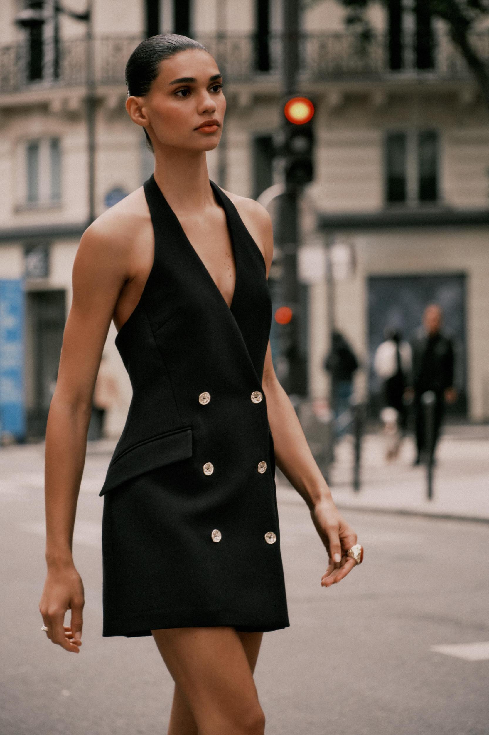 HALTER MINI BLAZER DRESS Product Image