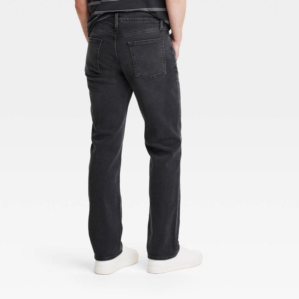 Men's Straight Fit Jeans - Goodfellow & Co™ Black Denim 29x30: Mid Rise, Stretch, Twill Fabric Product Image