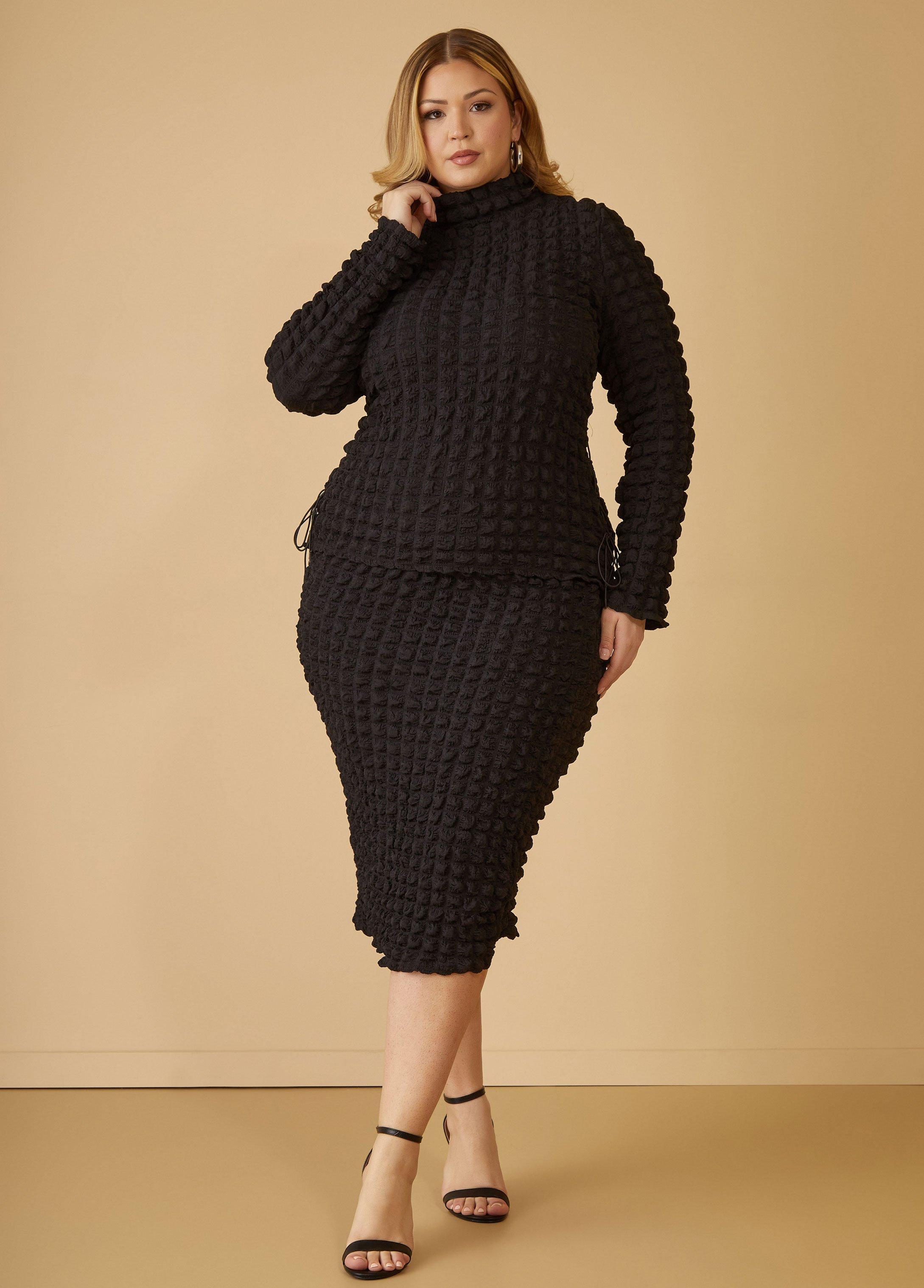 Plus Size Puff Effect Midi Skirt Ashley Stewart Product Image