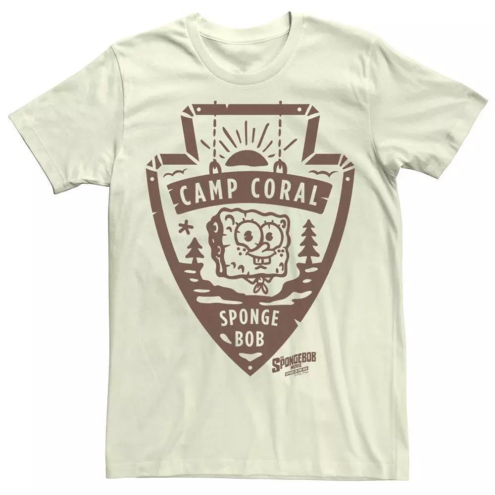 Men's SpongeBob Sponge On The Run Camp Coral Badge Tee, Size: Medium, Natural Product Image