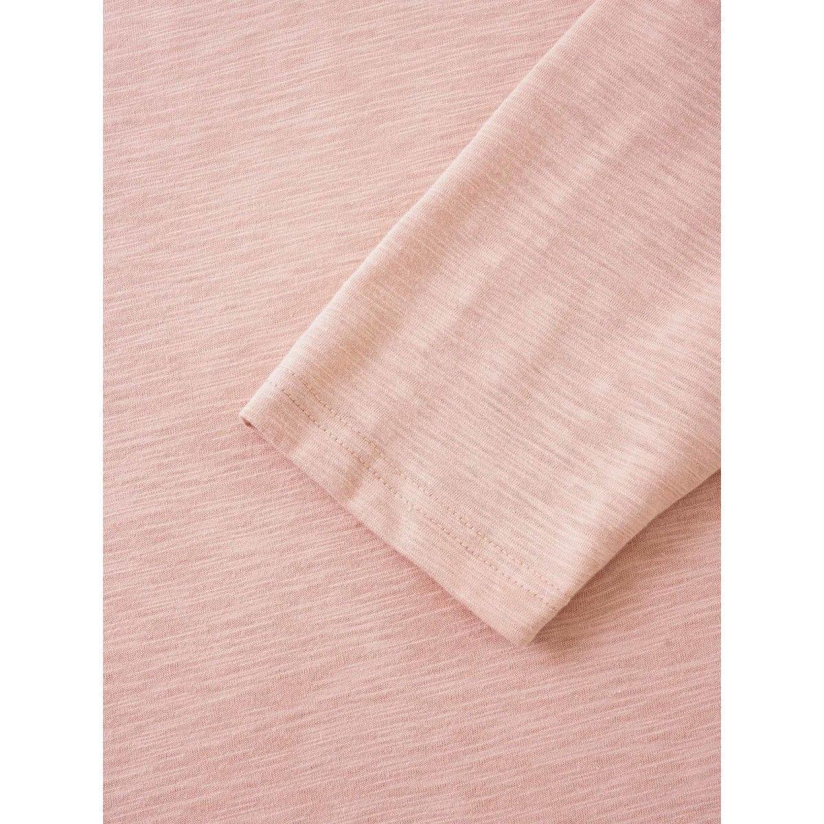 Plus Size Solid Heather Scalloped Trim T-shirt Pink Women Casual Plain Plain V-neck Everyday T-shirts BloomChic 28/5X Product Image