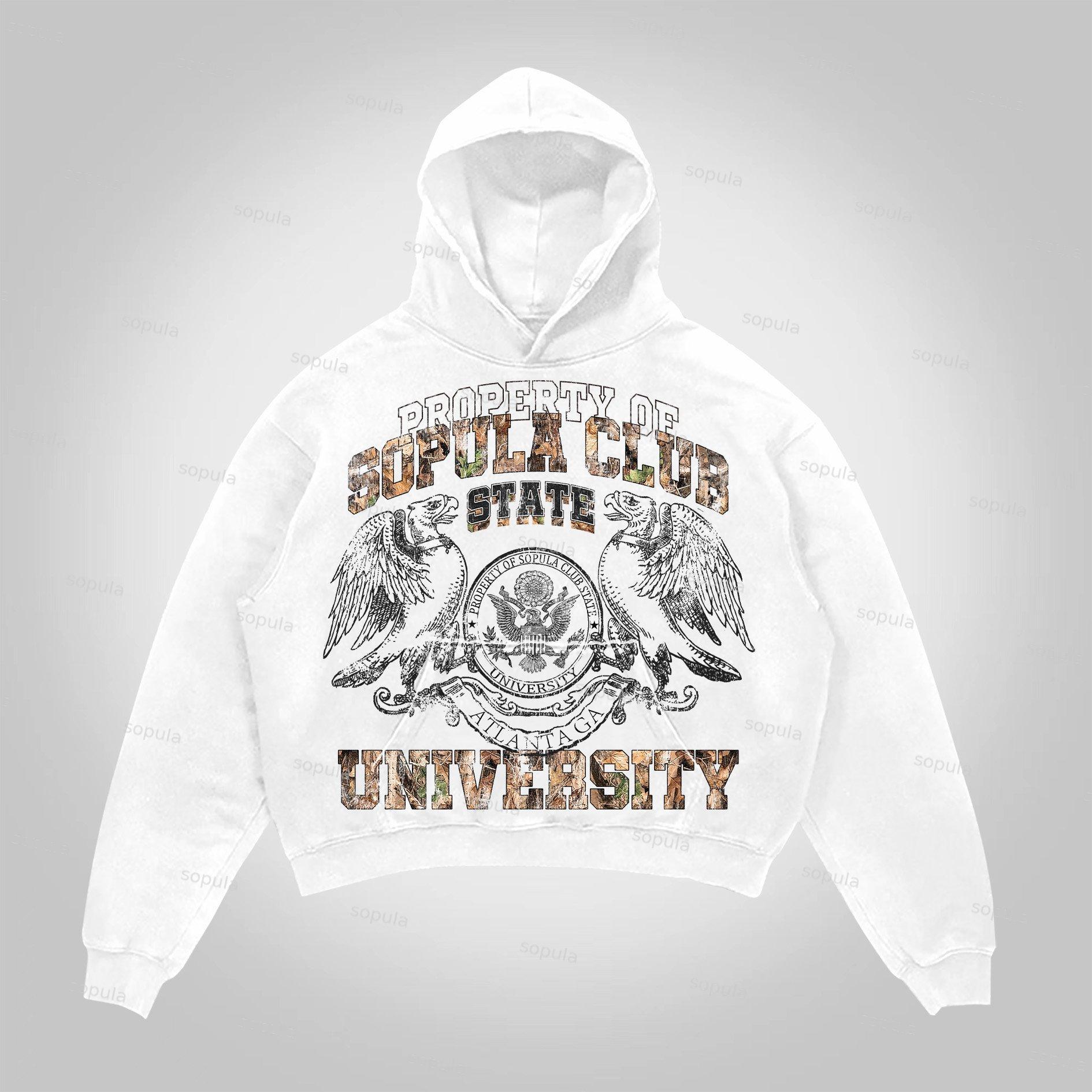 Sopula Vintage Camouflage University Style Graphics Pocket Hoodie Product Image