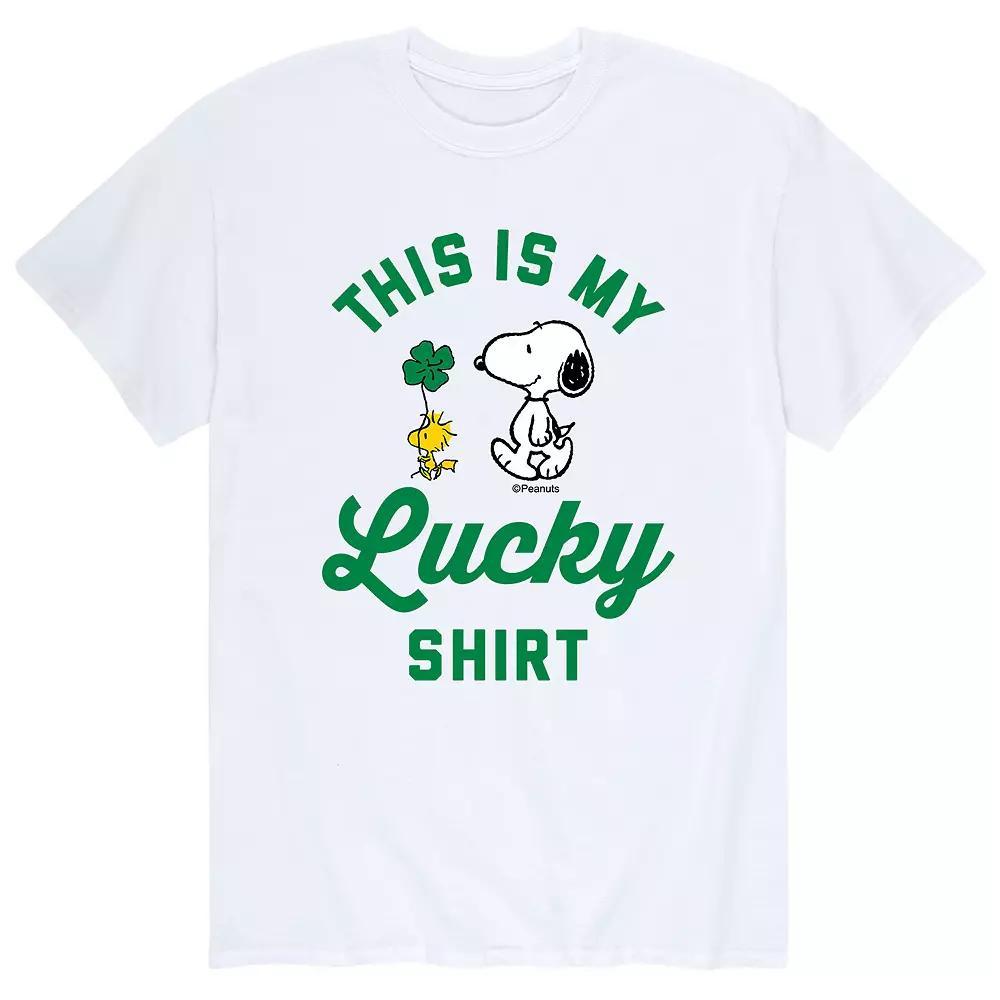 Men's Peanuts Snoopy St. Patrick's Day "This Is My Lucky Shirt" Tee, Size: XL, White Product Image