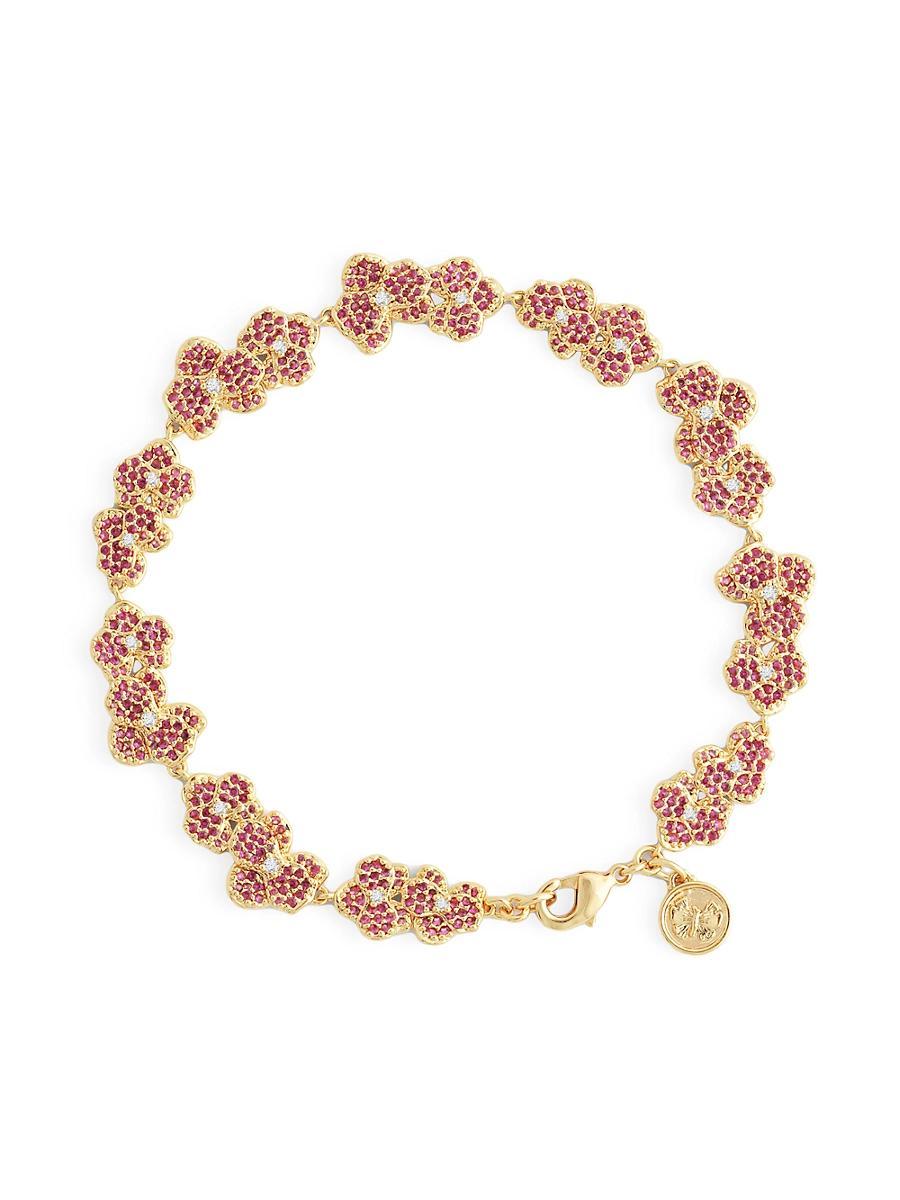 Womens Orchid 18K-Gold-Plated & Cubic Zirconia Tennis Bracelet Product Image