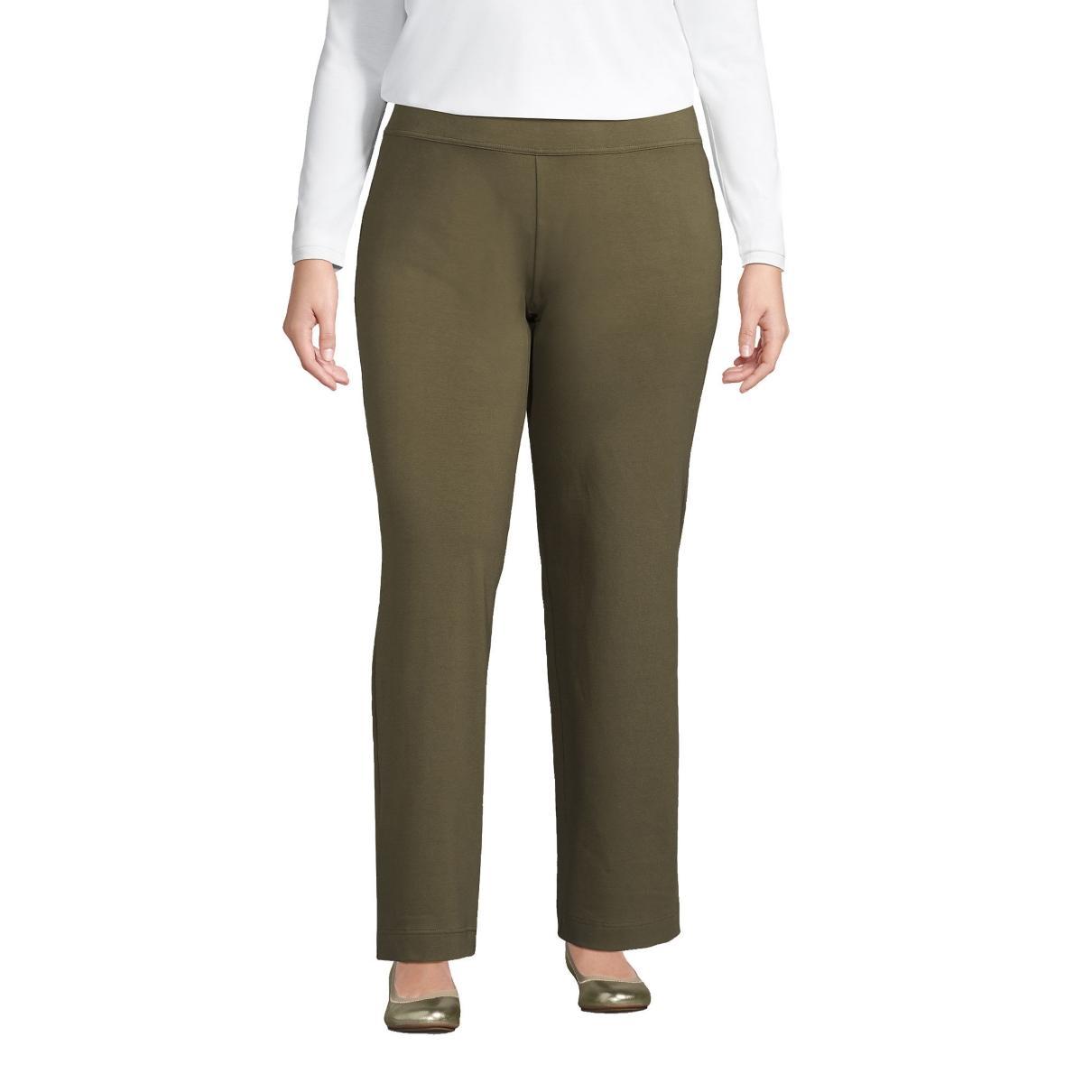 Plus Size Lands' End Starfish Pull-On Straight-Leg Pants, Women's, Size: 1XL, Green Moss Product Image