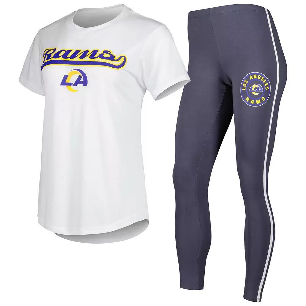 Women's Concepts Sport White/Charcoal Los Angeles Rams Sonata T-Shirt & Leggings Sleep Set, Size: Small Product Image