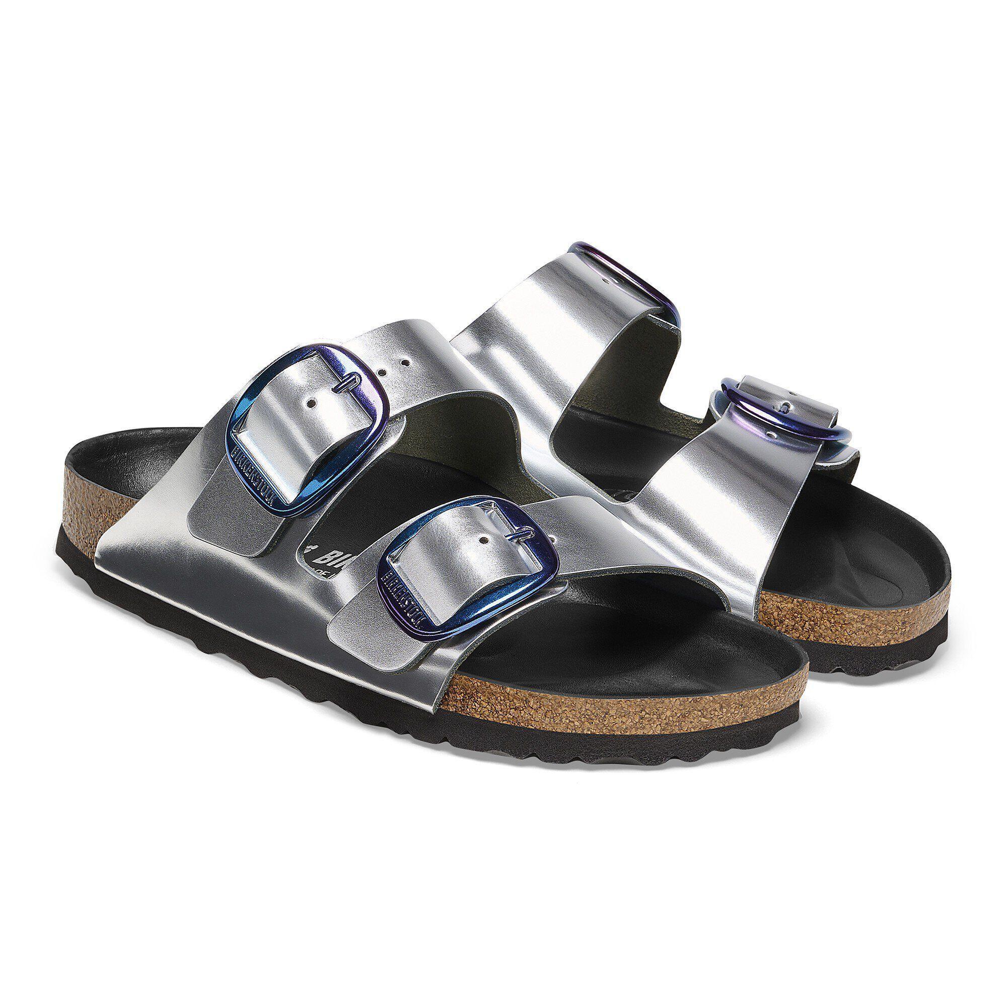Arizona Big Buckle Natural Leather Metallic Silver Product Image