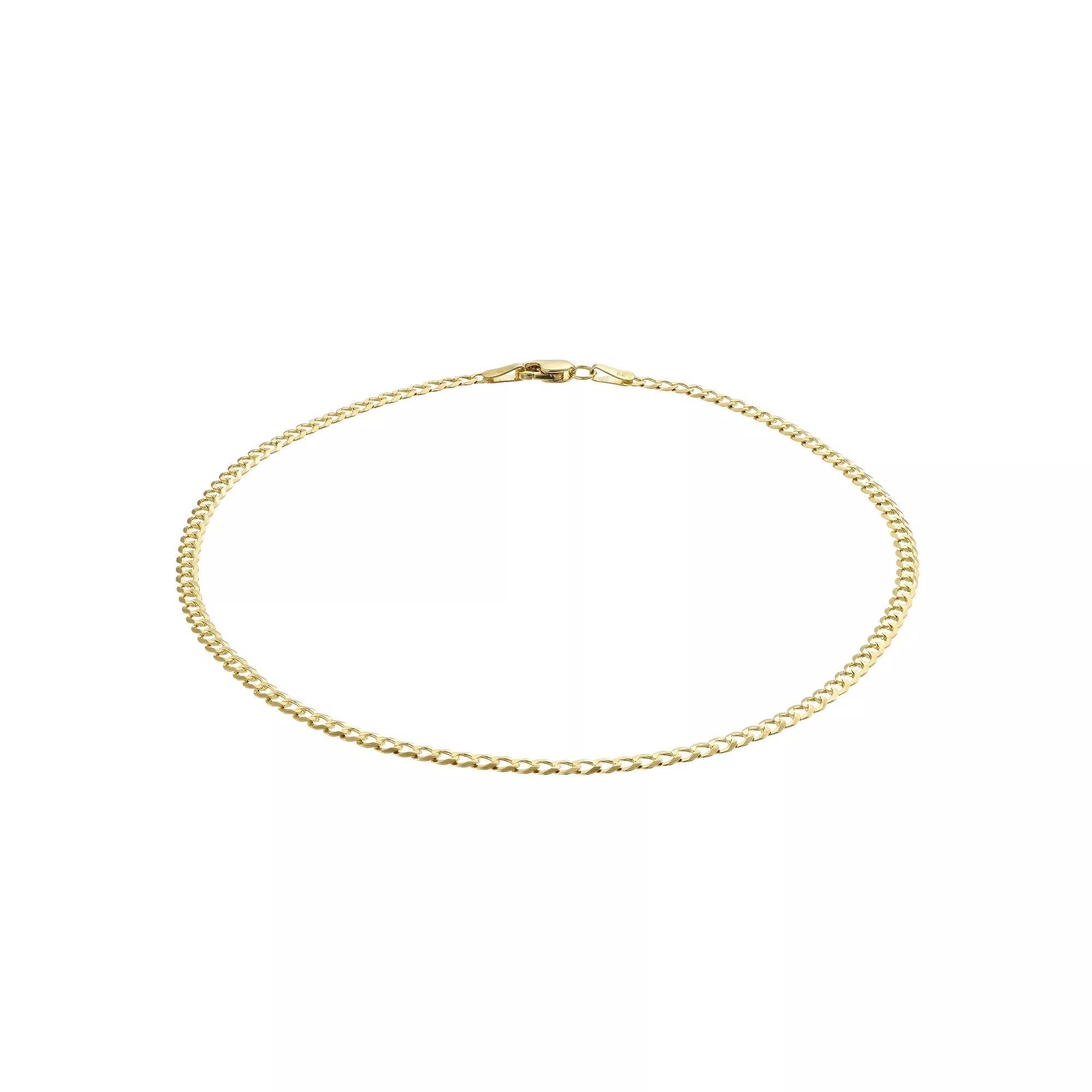14k Gold Comfort Diamond-Cut Curb Anklet, Women's, Size: 10" Product Image