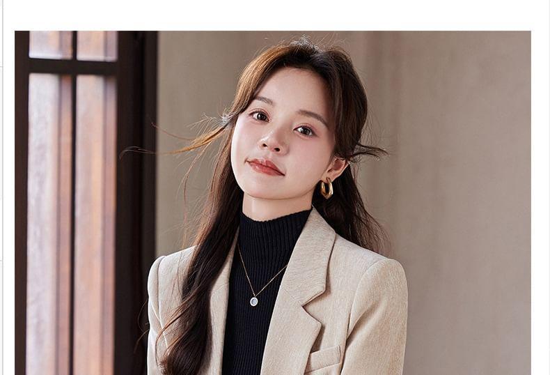 Lapel Neck Plain Double Breasted Blazer Product Image