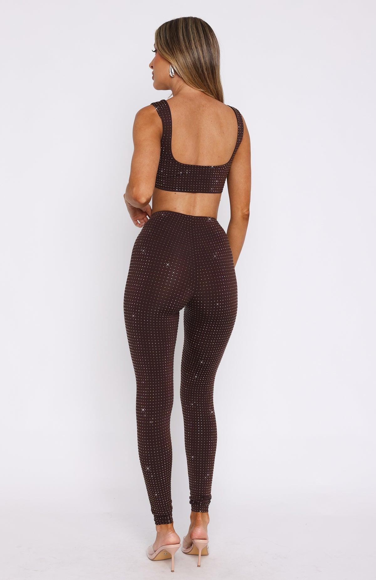 Running Late Embellished Pants Chocolate Product Image