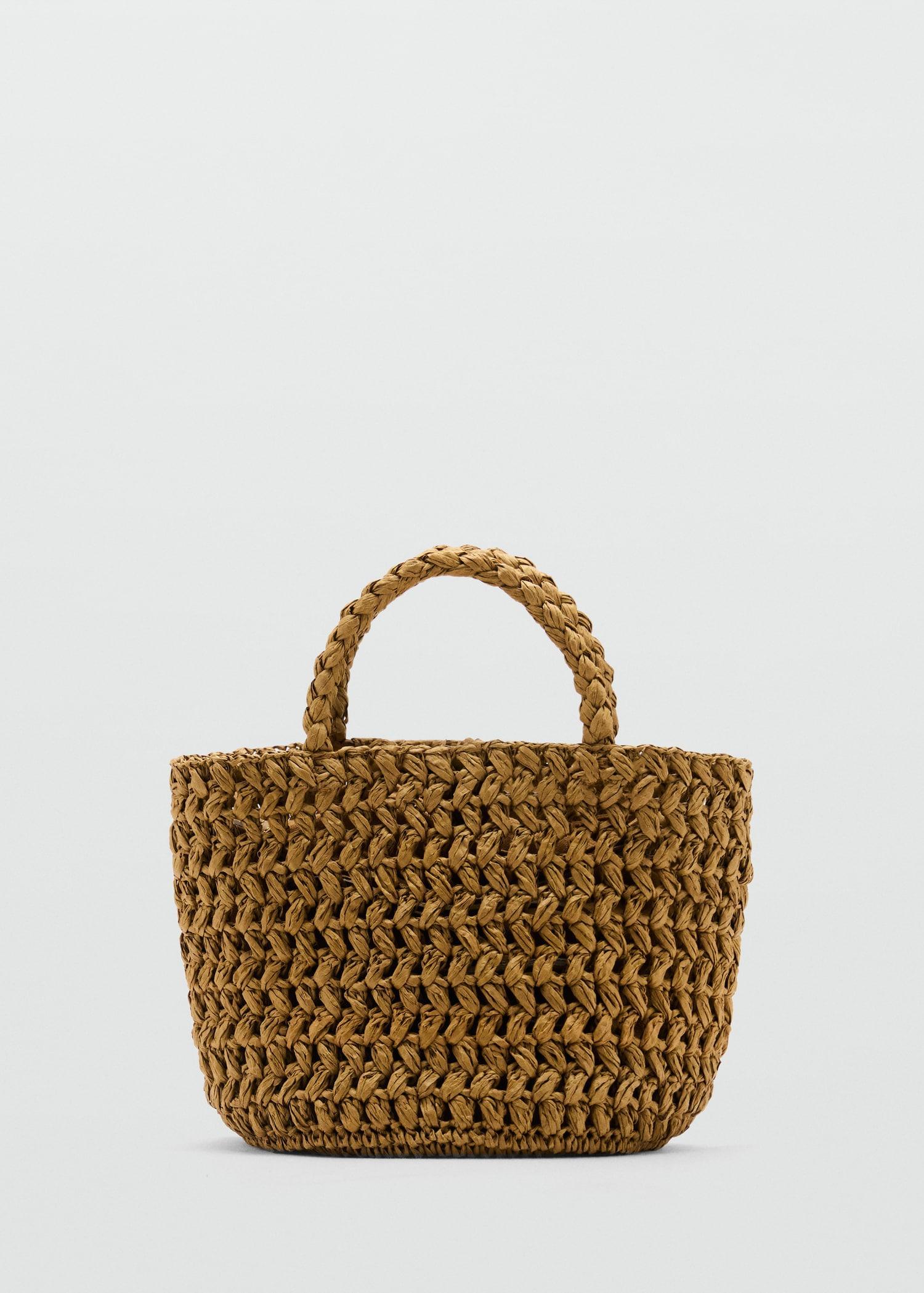 Natural-fiber double-handle bucket bag - Women | MANGO USA Product Image