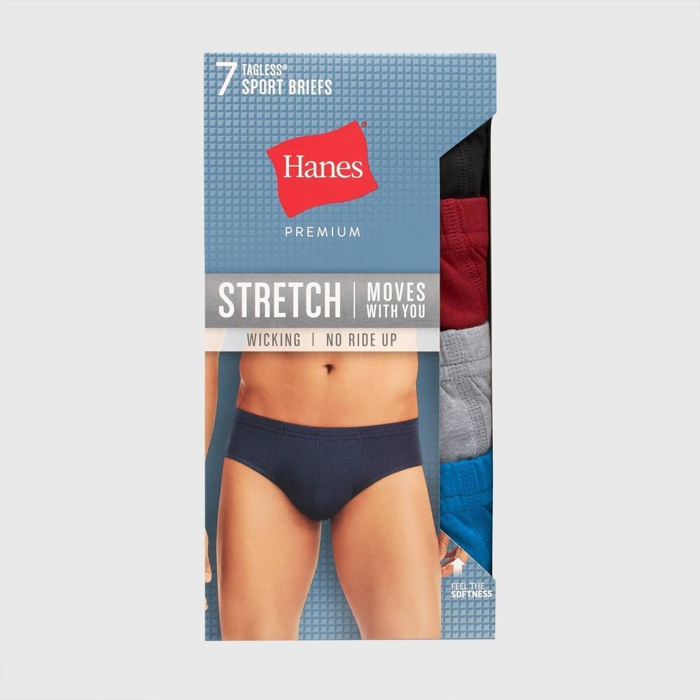 Hanes Premium Men's Stretch Comfort Soft Waistband Briefs 7pk - Blue/Black S: Tagless, Low Rise, Lightweight, Machine Washable Product Image