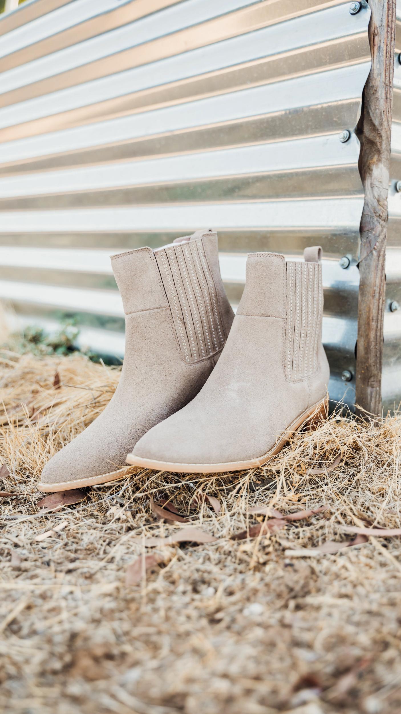 Leonor Suede Ankle Boot in Taupe (Online Exclusive) Product Image
