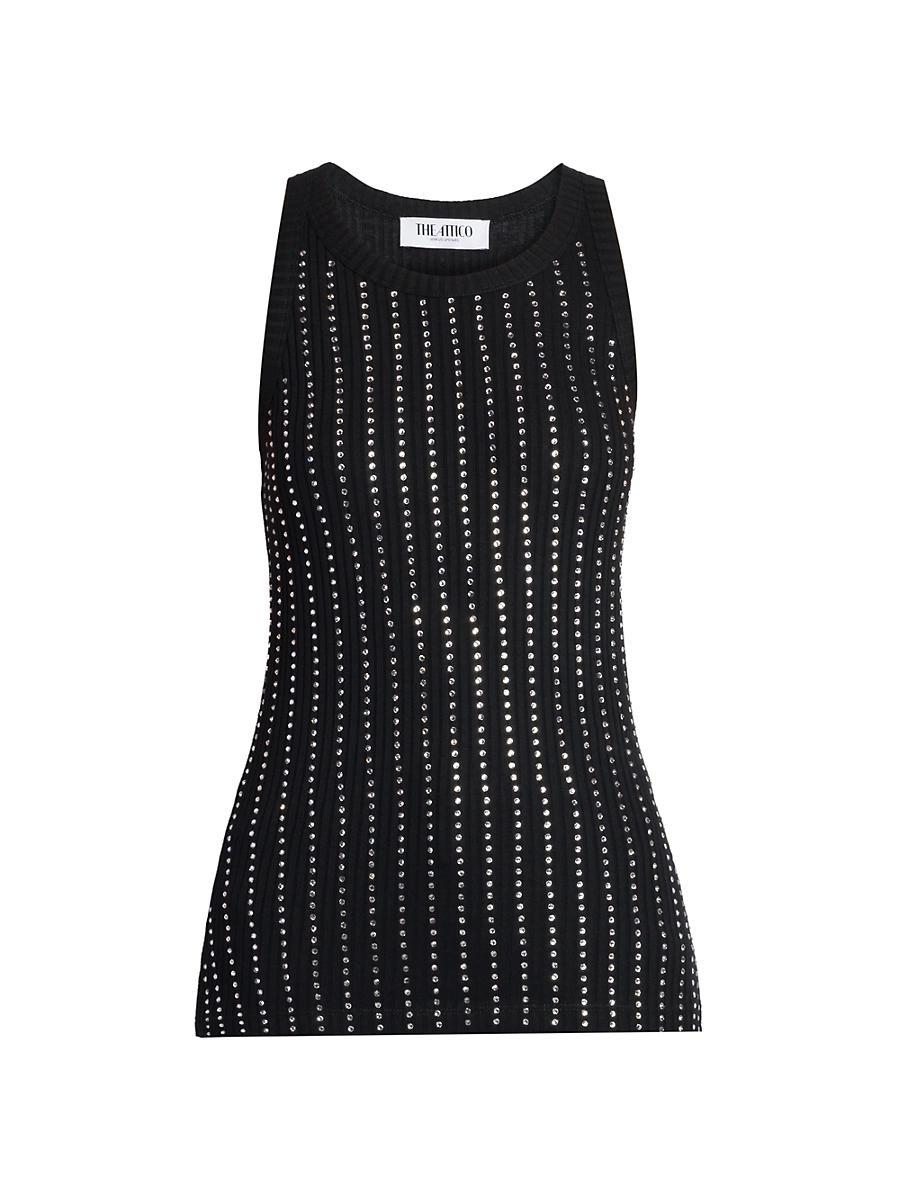 Womens Crystal-Embellished Cotton Tank Top Product Image