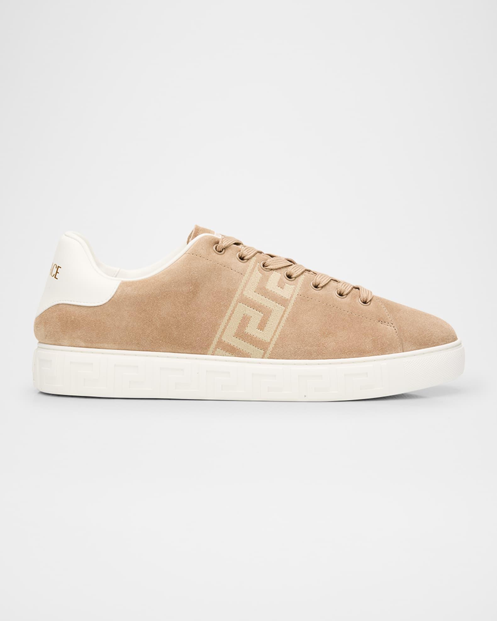 Men's La Greca Greek Key Suede Low-Top Sneakers Product Image