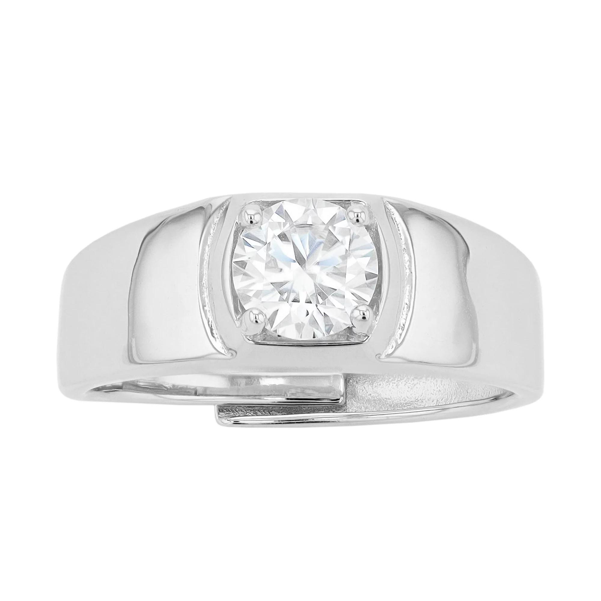 Stella Valentino Sterling Silver Round Lab Created Moissanite Flush Set Solitaire Adjustable Ring, Womens Product Image