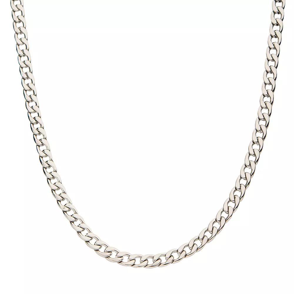 Men's 3.5 mm Stainless Steel Flat Curb Chain Necklace, Size: 22", Silver Tone Product Image