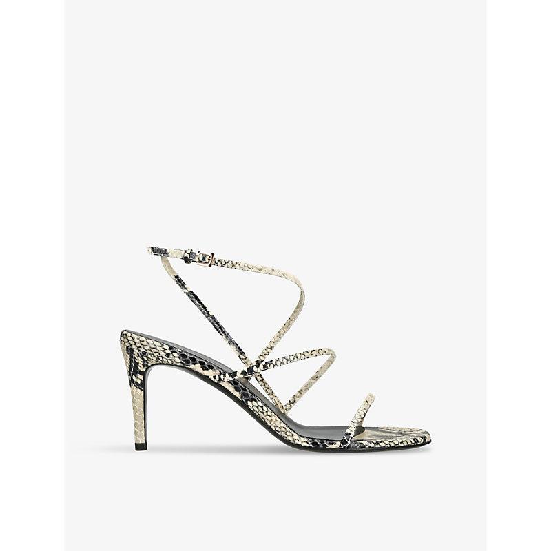 KHAITE Loop Snake-effect Leather Sandals In Beige Comb Product Image