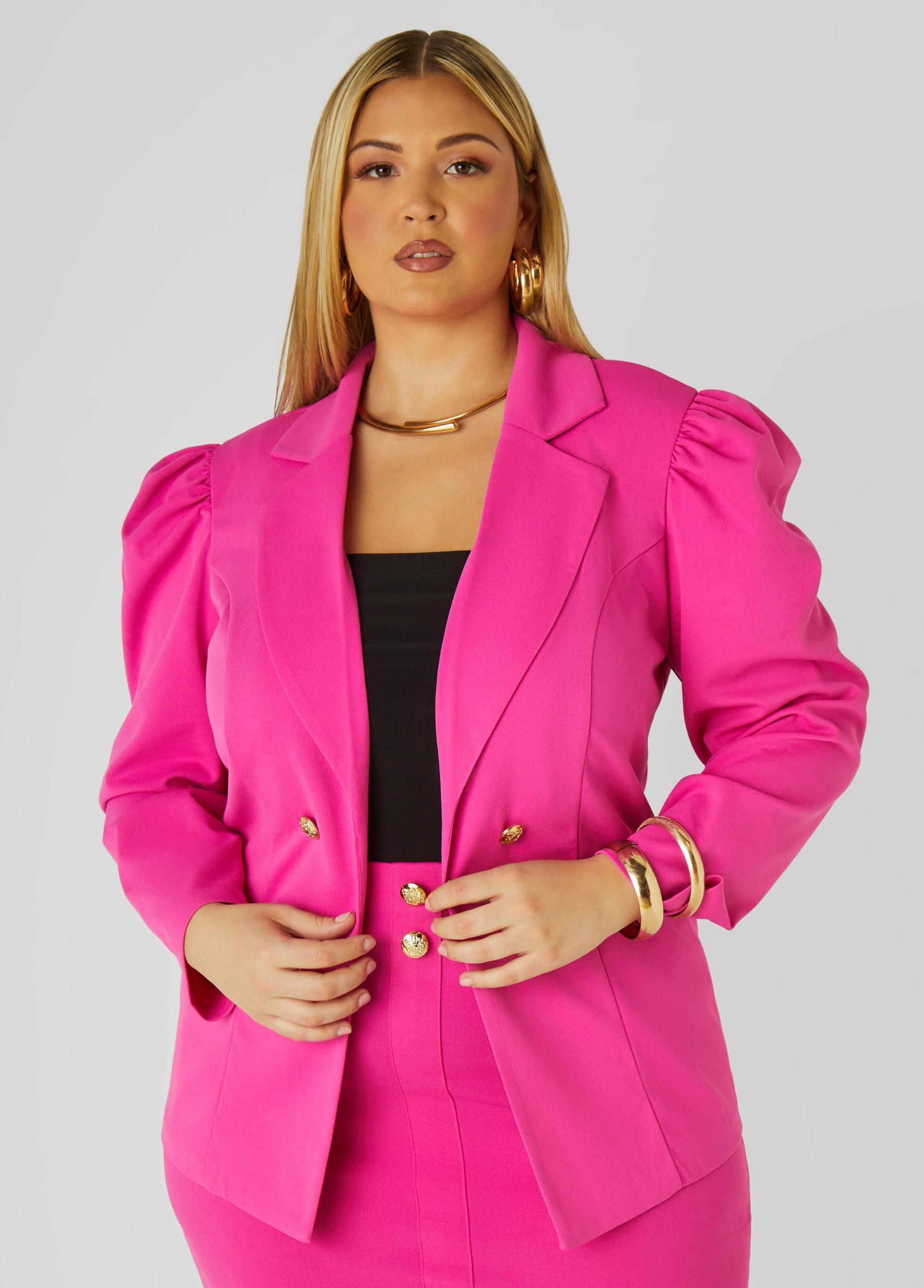 Button Front Crepe Blazer Product Image