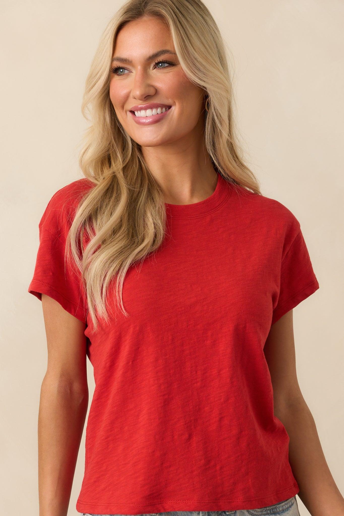 Z Supply Red Cotton Modern Slub Tee Product Image