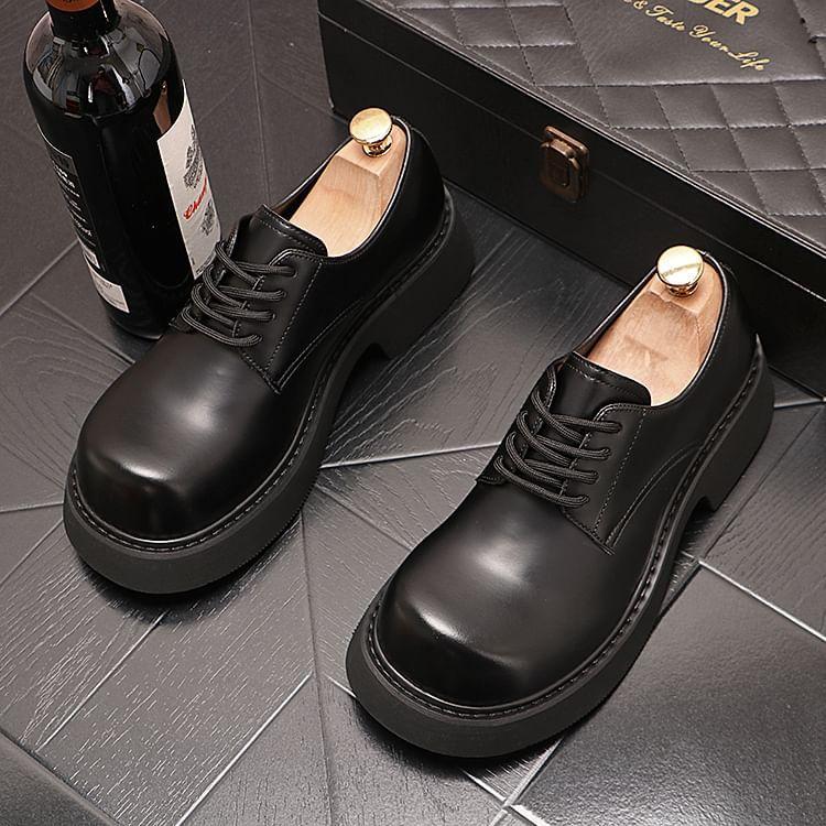 Platform Plain Lace-Up Dress Shoes Product Image