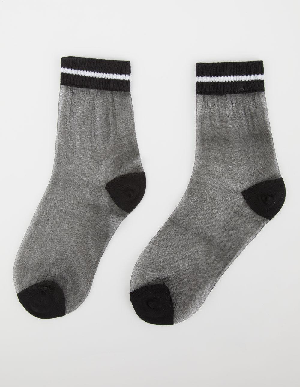 MEMOI Sheer Striped Womens Cuff Ankle Socks Product Image
